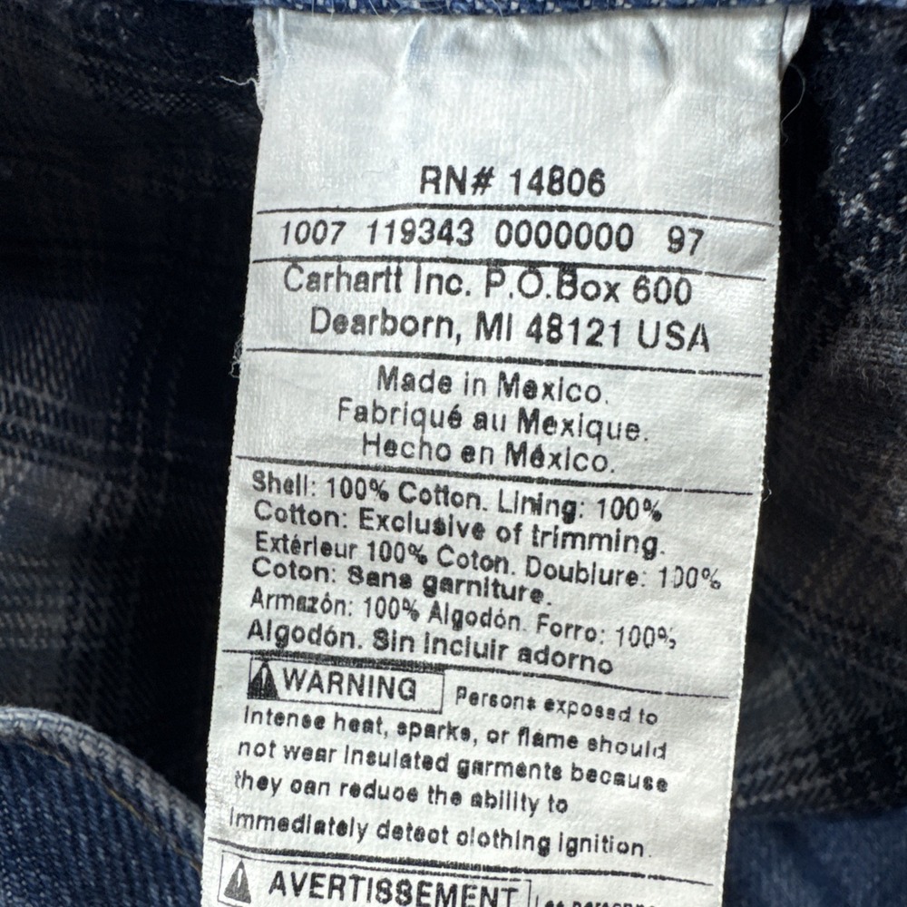 Carhartt Flannel Lines Jeans Men 40x32 Relaxed Fit Blue Denim B172 DST Work READ - Picture 8 of 9
